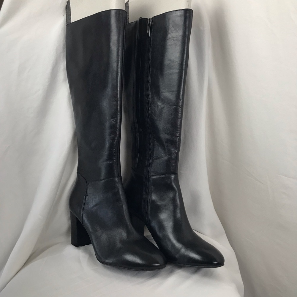 H by Halston Black Leather Beverly Boots